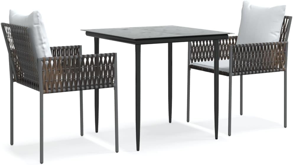 Festnight Poly Rattan Sitzgruppe Gartenmöbel Set mit Kissen Garten Essgruppe 2 Personen Gartenmöbel