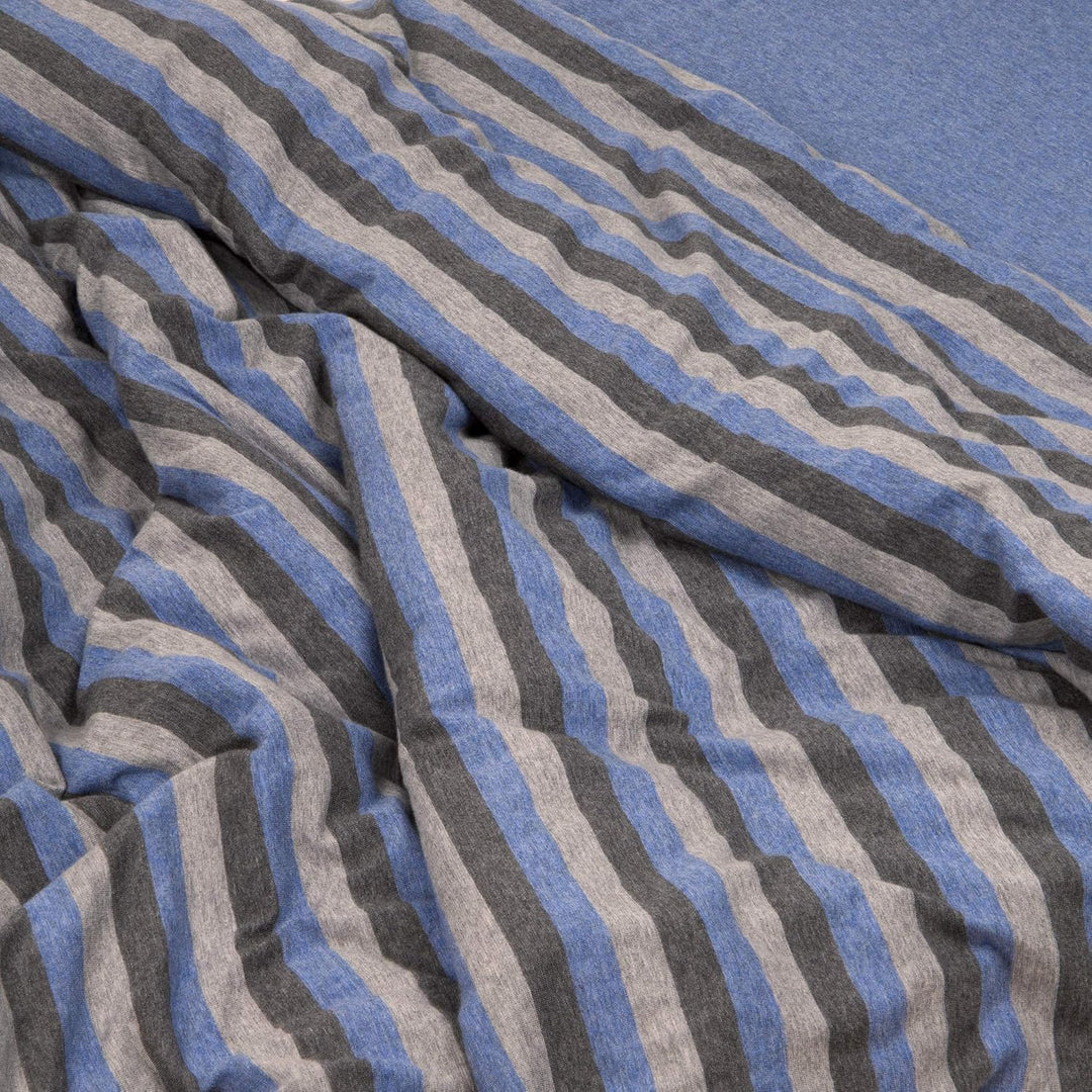 Arle-Living Baby Melange Jersey Bettwäsche Streifen/Uni - 100x135 cm + 40x60 cm meliert (blau-grau),