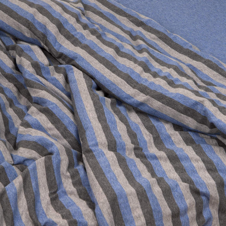 Arle-Living Baby Melange Jersey Bettwäsche Streifen/Uni - 100x135 cm + 40x60 cm meliert (blau-grau),