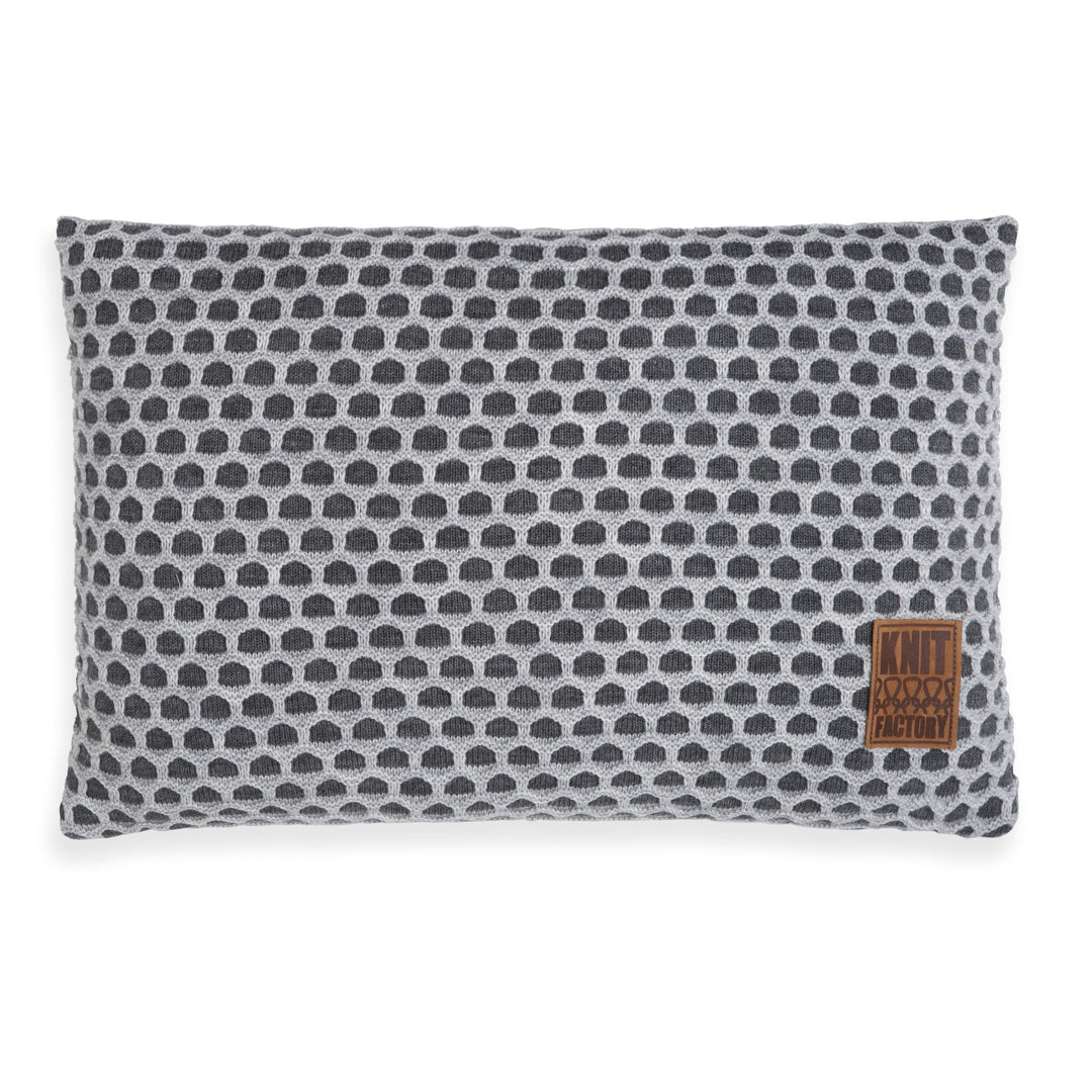 KNIT FACTORY - Mila Kissen - Anthrazit/Grau - 60x40 cm 1 Stück (1er Pack) Antracita/Gris, 1 Stück (1