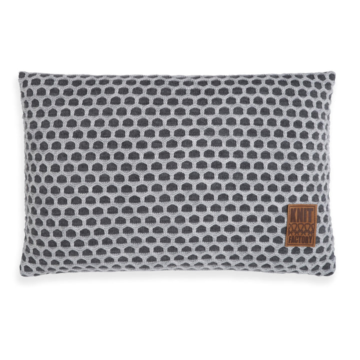 KNIT FACTORY - Mila Kissen - Anthrazit/Grau - 60x40 cm 1 Stück (1er Pack) Antracita/Gris, 1 Stück (1
