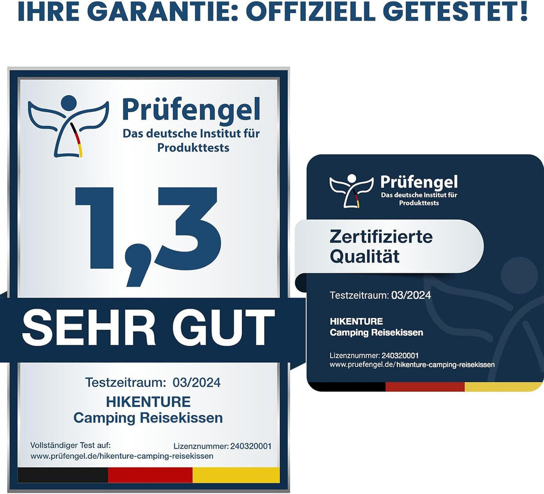 HIKENTURE Aufblasbares Camping/Reise Kissen mit Abziehbarem Kissenbezug, Ergonomisches Kopfkissen, K
