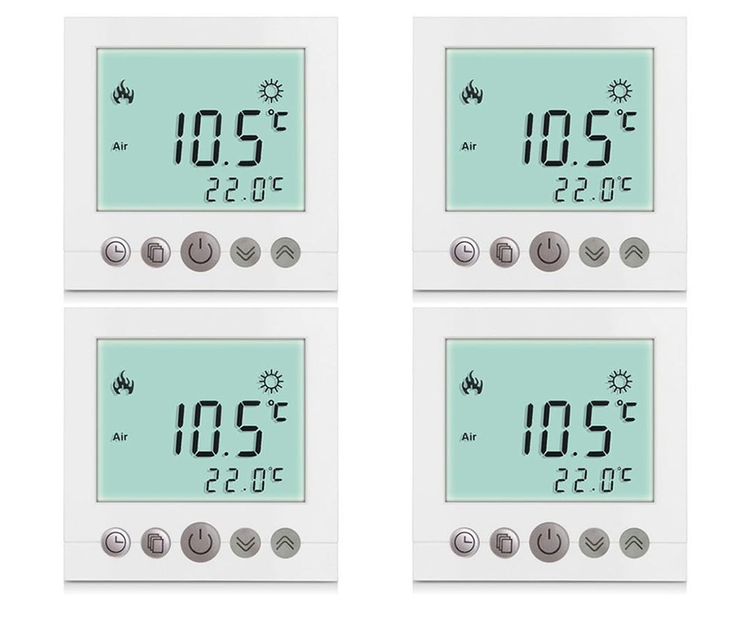 SM-PC®, 4x Set Digital Thermostat Raumthermostat Fussbodenheizung Wandheizung LED weiss #4x a31