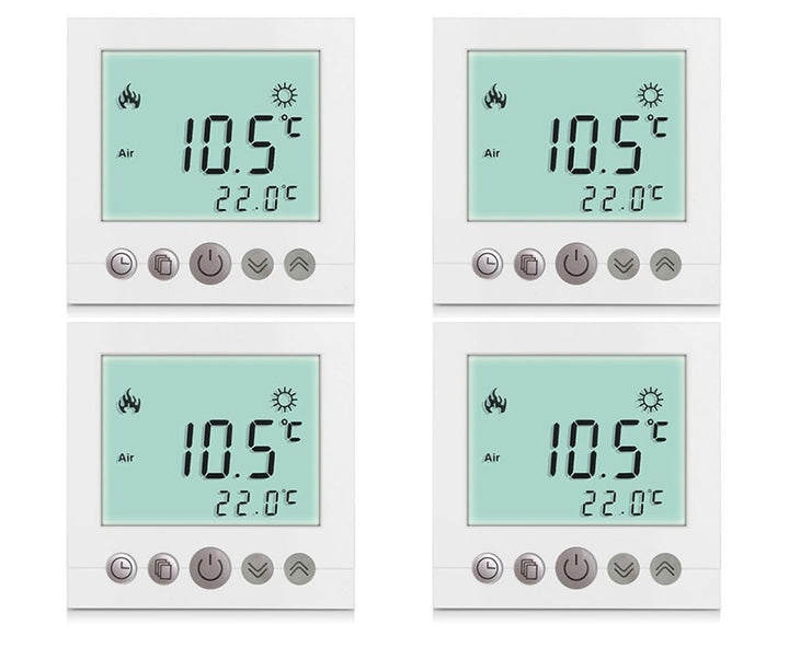 SM-PC®, 4x Set Digital Thermostat Raumthermostat Fussbodenheizung Wandheizung LED weiss #4x a31