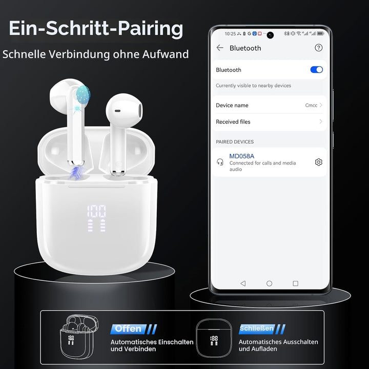 OYIB Bluetooth Kopfhörer, 2024 In Ear Kopfhörer Kabellos Bluetooth 5.3 Kopfhörer mit ENC Mic, 25 Std