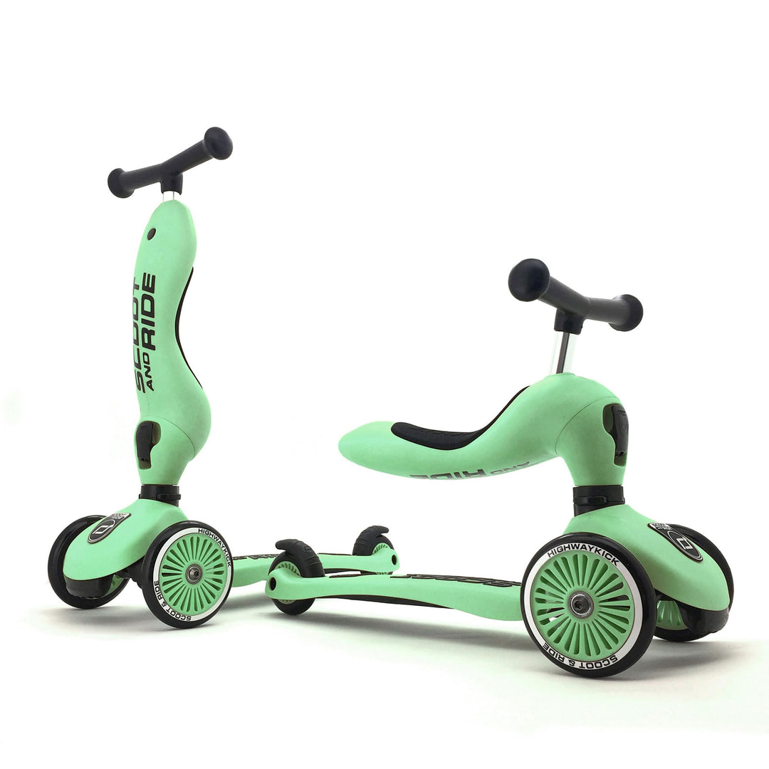 Scoot & Ride Unisex – Babys Highwaykick 1 Kickboard mit Sitz Grün 57.5 x 17.5 x 26.5 cm Single, Grün
