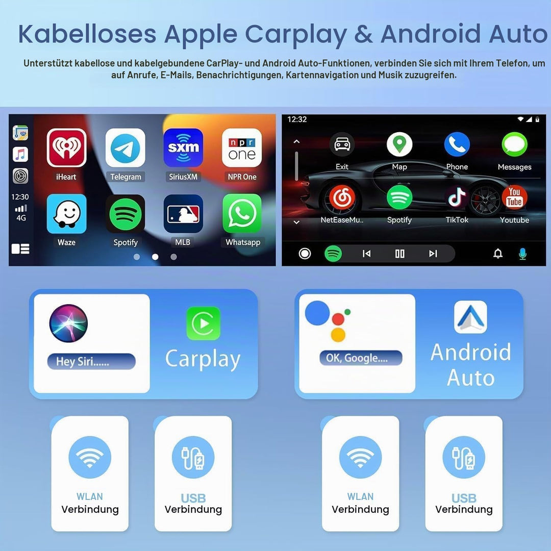 CAMECHO 2G+64G Android 15 Autoradio für VW Golf 5 Polo Skoda mit Navi Carplay Wireless Android Auto,