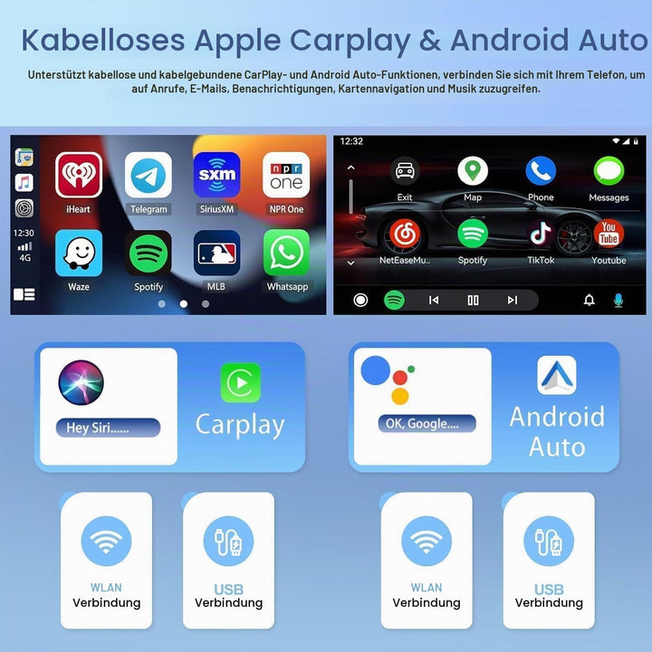 CAMECHO 2G+64G Android 15 Autoradio für VW Golf 5 Polo Skoda mit Navi Carplay Wireless Android Auto,