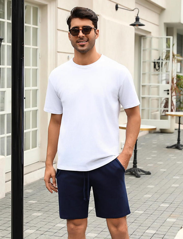 Irdcomps Herren Schlafanzughose Baumwolle Kurz Pyjamahose Schlafhose Schlafshorts Sommer Bermudahose