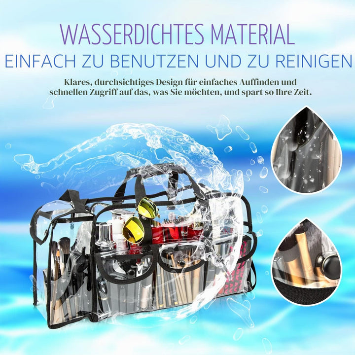 Kemier Durchsichtige Tasche Reise Make-up Tasche mit 6 Aussentaschen Kosmetik Organizer Kosmetiktasc