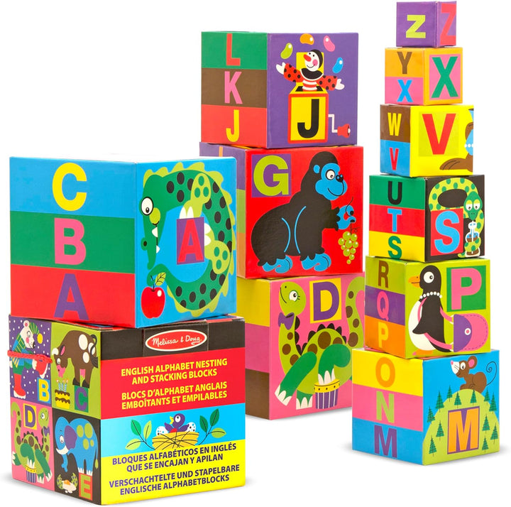 Melissa & Doug Würfel zum Stapeln und Verschachteln englisches Alphabet Alphabet-Blöcke, Alphabet-Bl