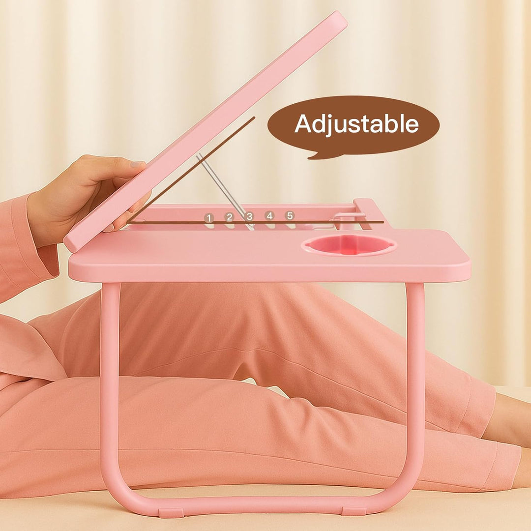 Klappbarer Laptoptisch Höhenverstellbar Lapdesk Notebooktisch mit Neigung Getränkehalter Laptop Tisc