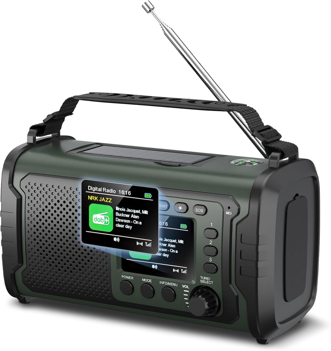 20000mAh DAB+/FM Notfallradio mit Powerbank – Tragbares Solar- & Kurbelradio mit Bluetooth 5.3, SOS,