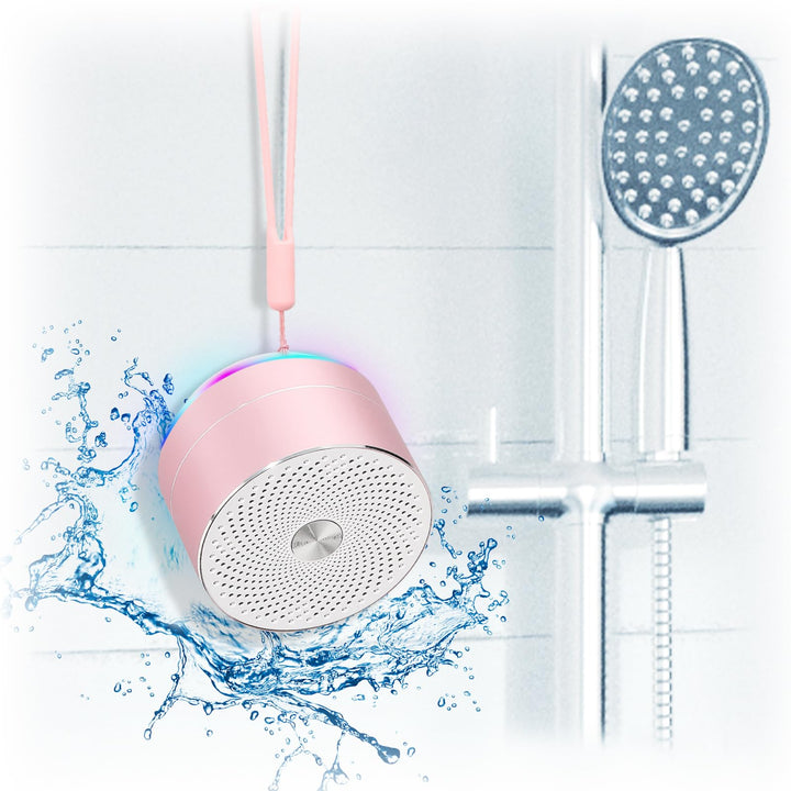 XLeader Dusche Lautsprecher, Rosa Mini Bluetooth Lautsprecher, IPX7 Wasserdicht, 5W Klar Sound&Reich