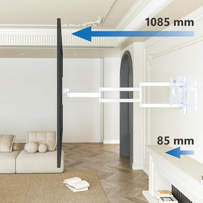 DQ Rotate XL 98,5 cm TV Wandhalterung, Langer Schwenkarm Wandabstand bis 98,5 cm, ausziehen, schwenk
