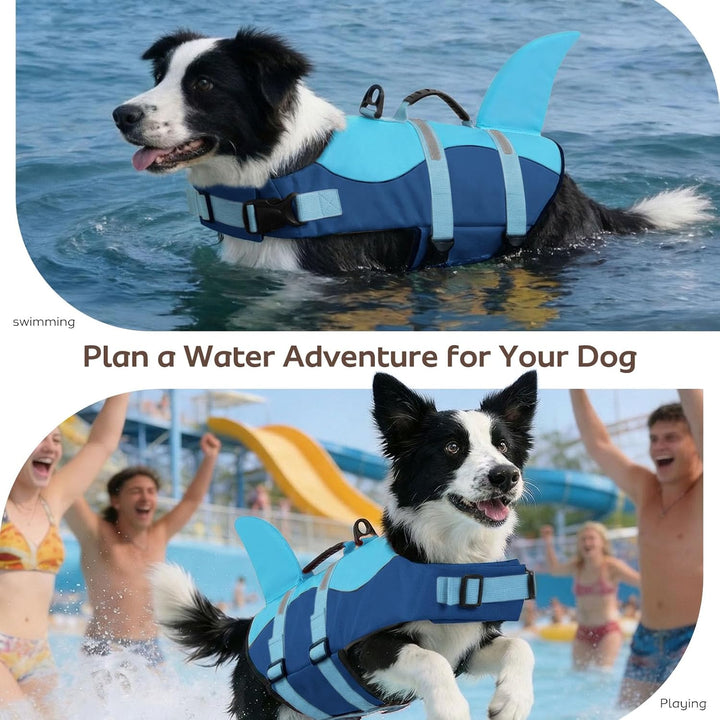 CITÉTOILE Schwimmweste Hund Hai, Hundeschwimmweste &amp; Dog Life Jacket Verstellbar mit Griff und Refle