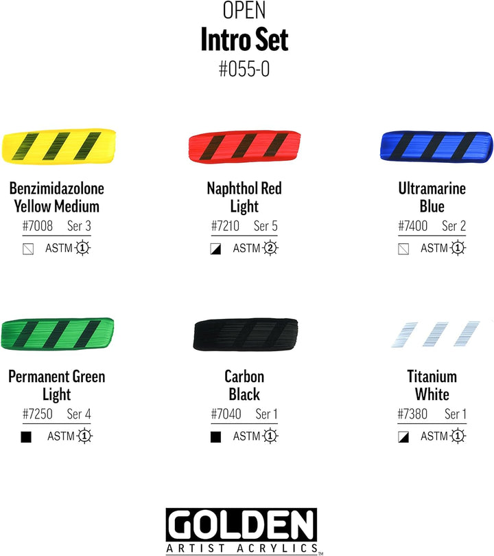 Golden Artist Colors, Offenes langsam trocknendes Acryl, 6-farbiges Intro-Set