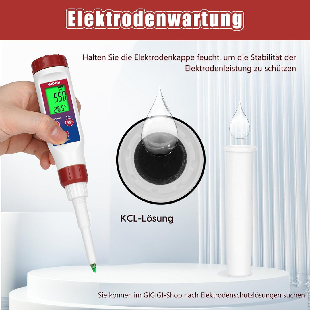 pH Sonde für Lebensmittel pH Messgerät, Digitale Ersatz pH Elektrode für Lebensmittel, pH Messgerät