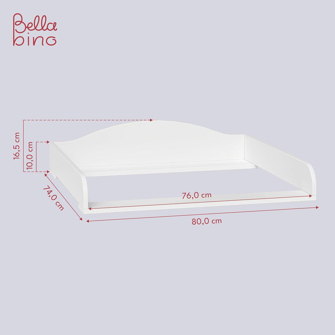 BELLABINO Oti Wickelaufsatz - Wickeltischaufsatz für Malm, Hemnes, Nordli Kommoden in weiss - Wellig