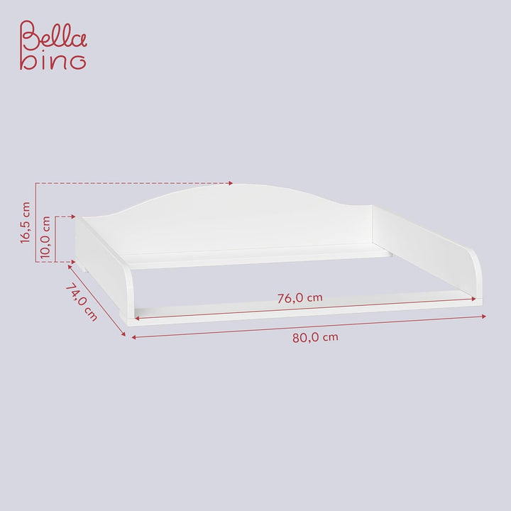 BELLABINO Oti Wickelaufsatz - Wickeltischaufsatz für Malm, Hemnes, Nordli Kommoden in weiss - Wellig