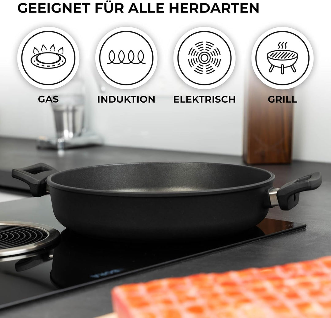 by EUROLUX Alu Guss Bratentopf | Ø28cm, H10cm | Alle Herdarten + Induktion | Ceramikoberfläche | PFO