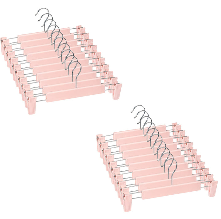 20 Stück Rockbügel Kleiderbügel mit starken Antirutsch verstellbaren Clips Haken, Platzsparende Hose