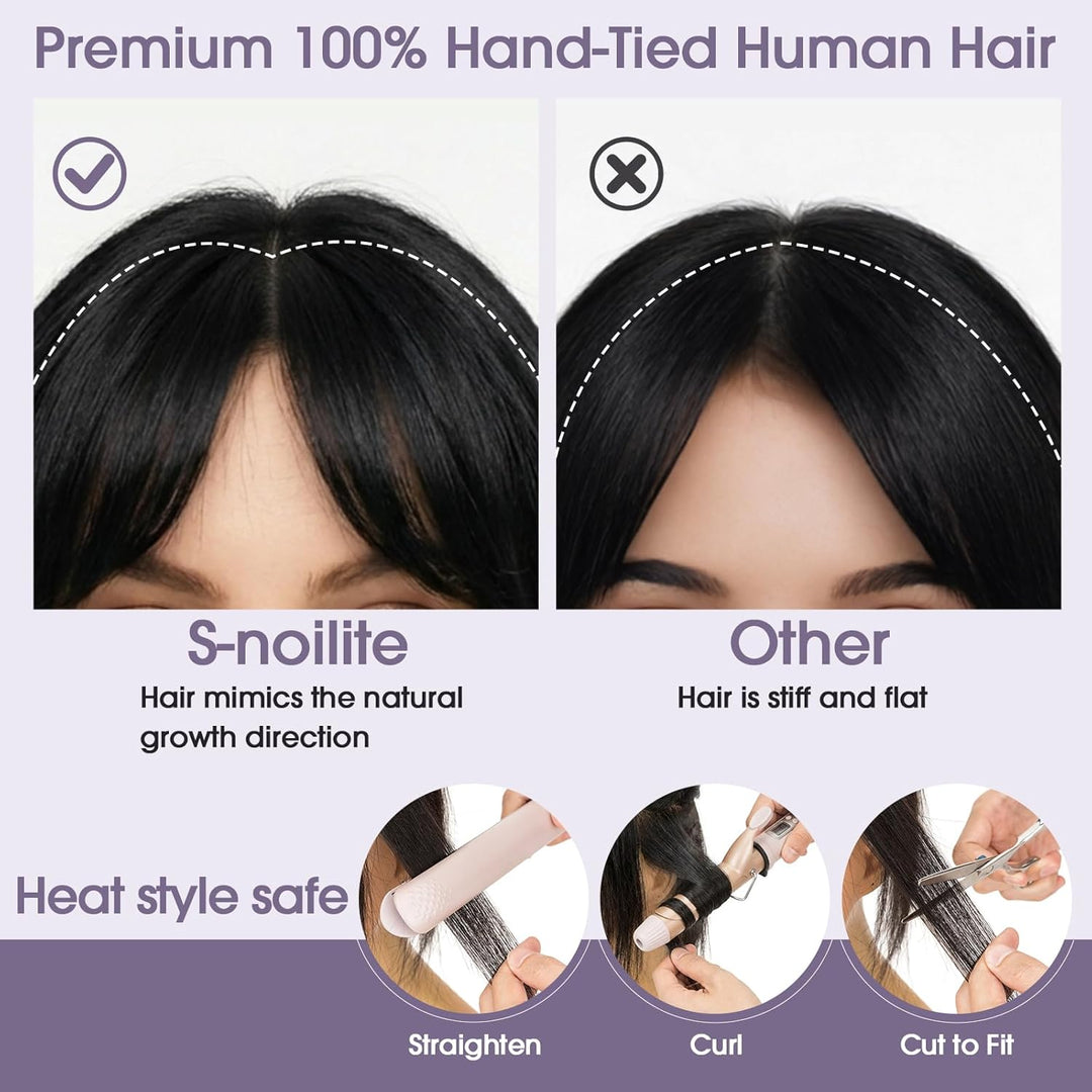 S-noilite Toupets für Frauen mit Seitenpony 8x11cm - 100% Echthaar Topper Hair Extensions Echthaar D