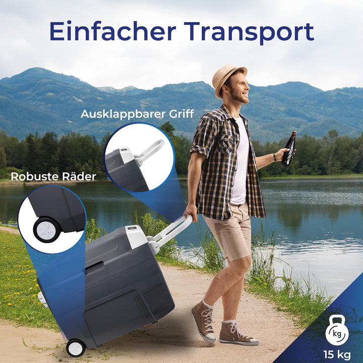 KLAMER elektrische Kühlbox, Kühlbox mit Kühl- und Warmhaltefunktion, 2 Anschlüsse: 230V & 12V für Zi