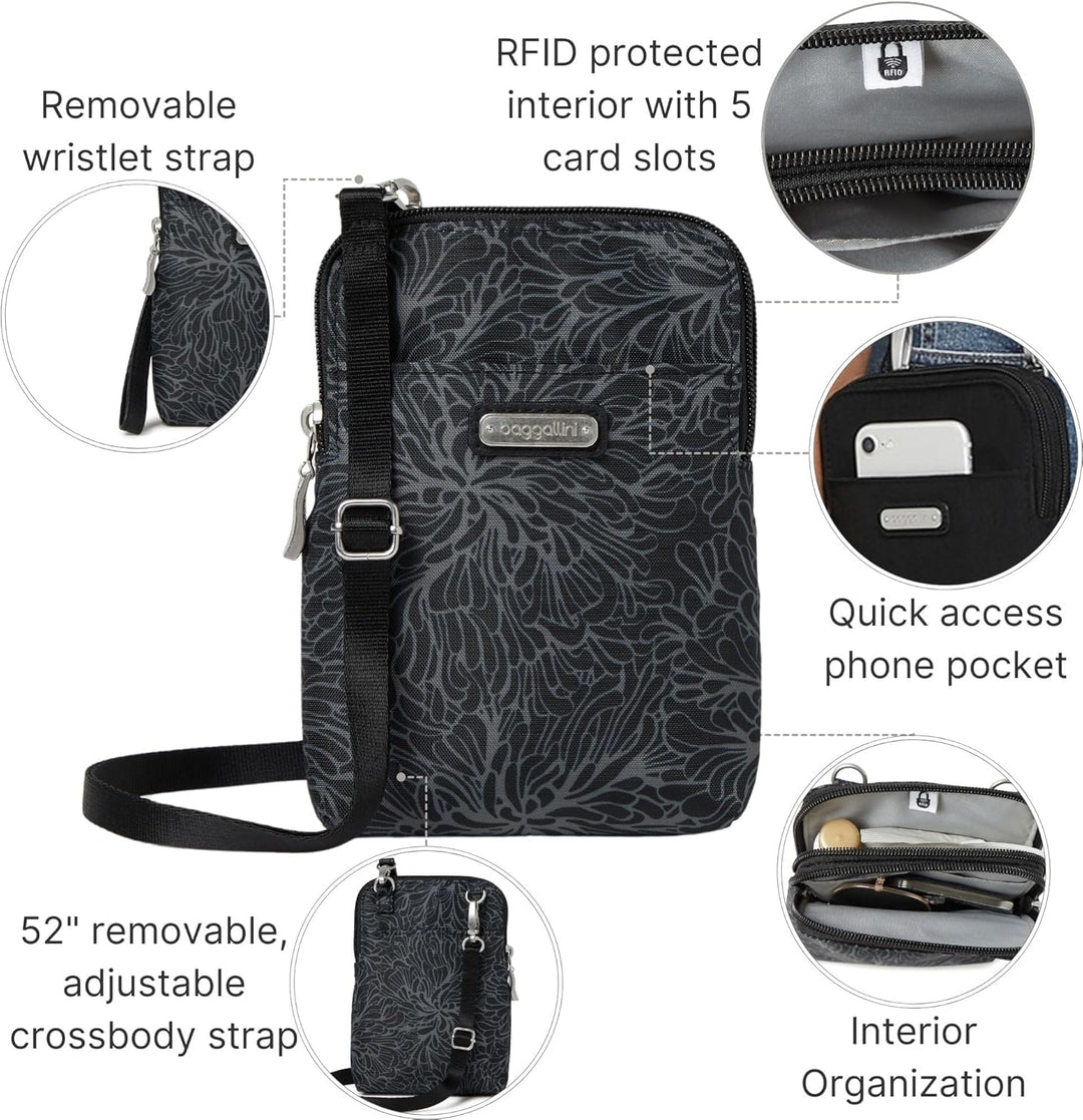 Baggallini Damen Take Two RFID Bryant Crossbody, Einheitsgrösse Midnight Blossom, Midnight Blossom