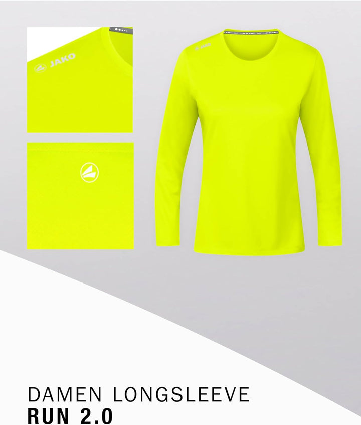 JAKO Damen Longsleeve Run 2.0 Unterhemd, Neongelb
