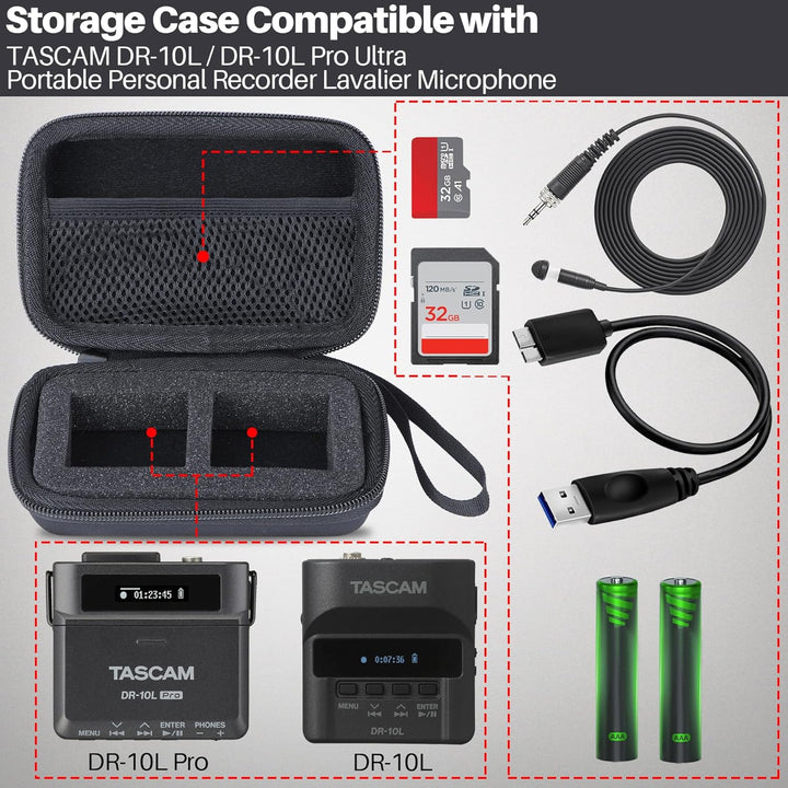 Hart Schutz Hülle Etui Tasche für Tascam DR-10L Pro/DR-10L Digital Audiorecorder für Tascam DR-10L /