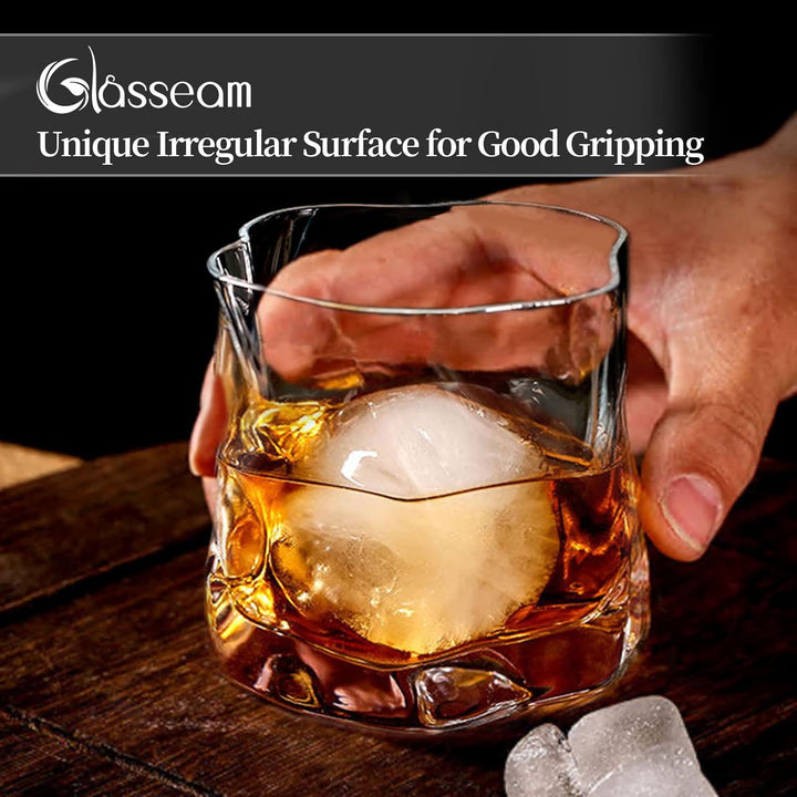 Unregelmässige Whiskygläser Set Mit 6 Gekippten Falten Scotch Glass 250Ml Modischer Whiskybecher Für