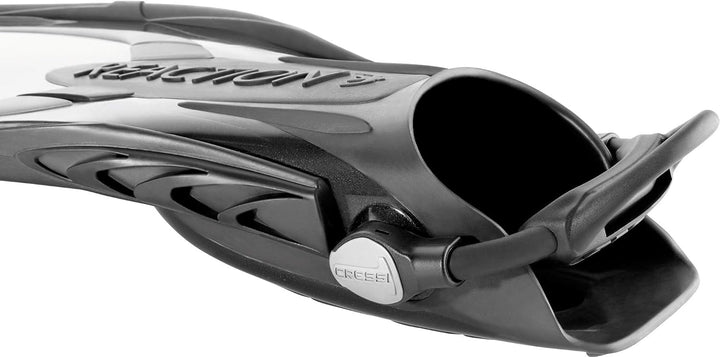 Cressi Reaction EBS Fins - Hochleistungstauchflossen mit EBS Strap XS/S (36/39) Schwarz/Silber, XS/S