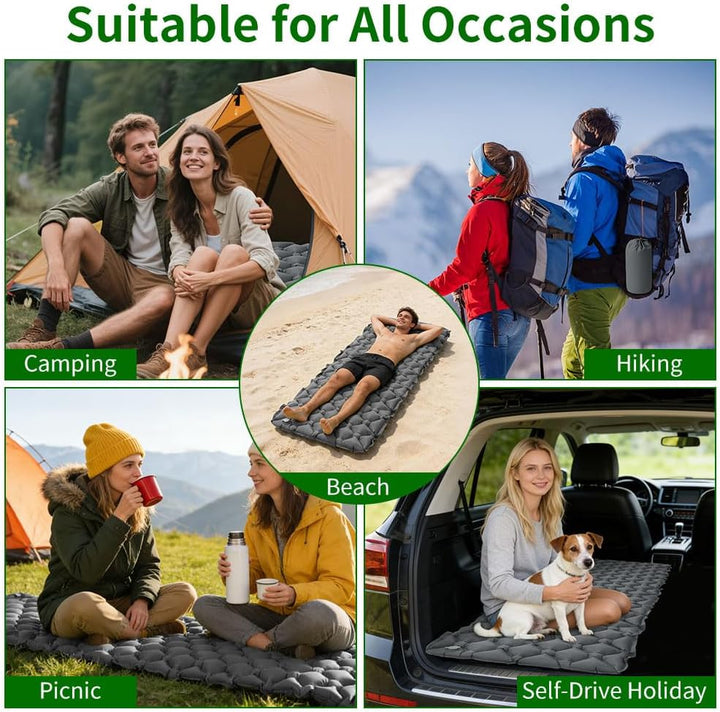 AUYAO Selbstaufblasend Camping Isomatte Schlafmatte, Ultraleichte Luftmatratze, 190 x 60 cm wasserdi