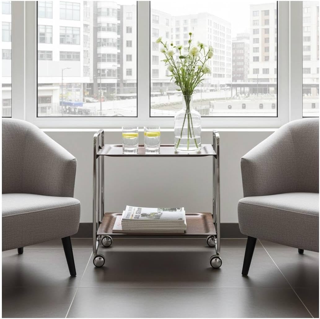 DON HIERRO - Servierwagen Bauhaus 2 Tabletts mit verchromtem Rahmen-Wengue one size Wengue, one size