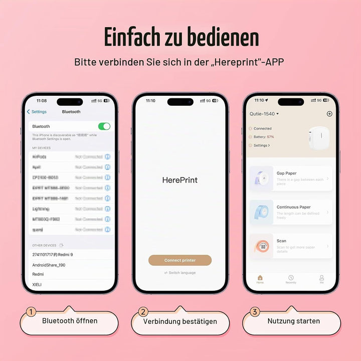 prt Qutie Bluetooth Beschriftungsgerät Selbstklebend USB Wiederaufladbar Etikettendrucker - Tragbare
