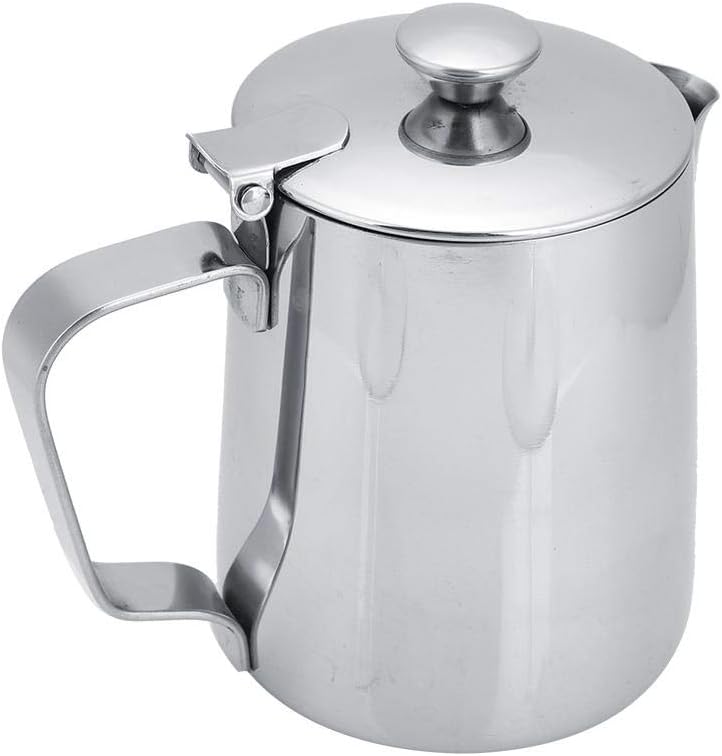 Edelstahl Kaffeetasse Becher Milchschaum Krug mit Deckel für Latte Coffee Art für Office Küche mit H