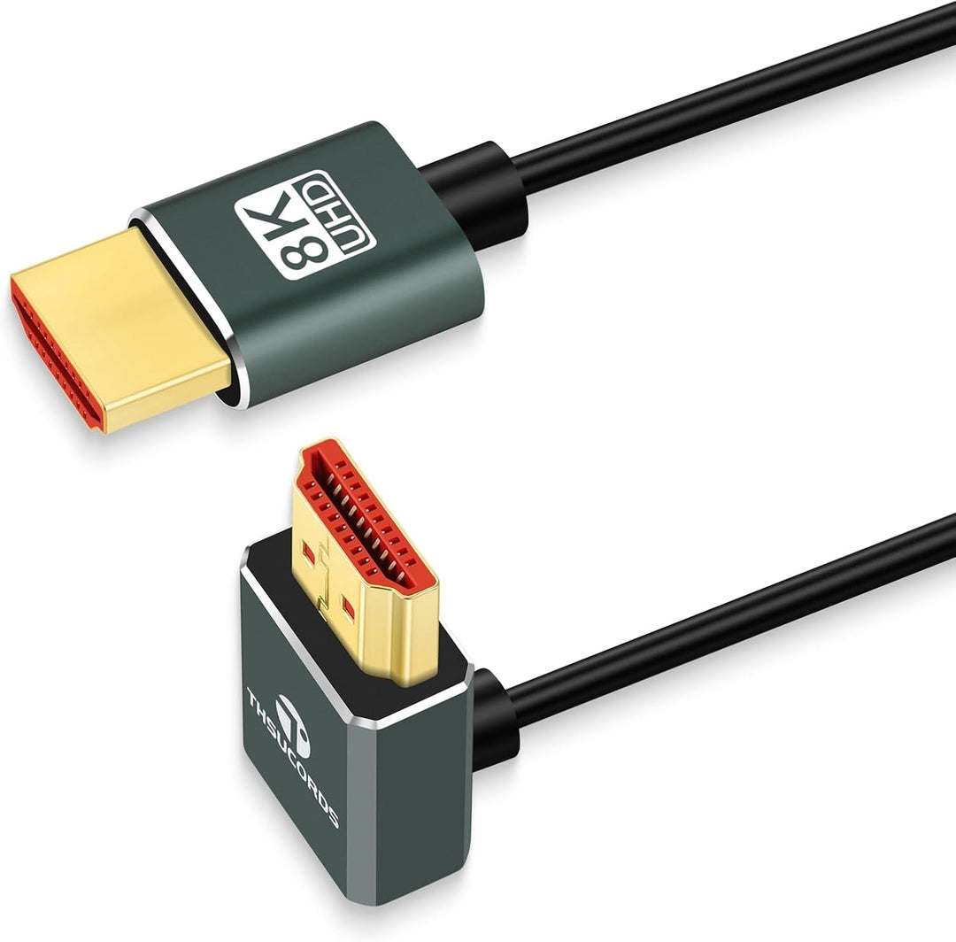 Ultradünnes 8K HDMI Winkelstecker 2.1 90 Grad Nach Oben Gewinkeltes Kabel 2M, Flexibles Schlankes ka