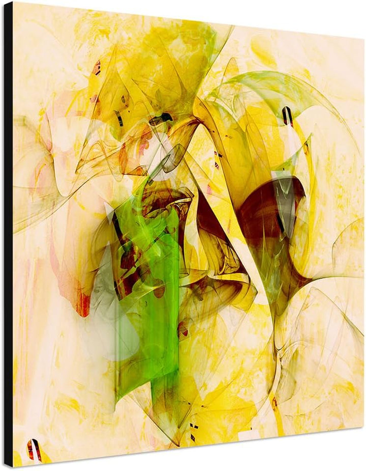 Paul Sinus Art Wildes Spiel - Abstrakt384_60x60cm Bild auf Leinwand mit Farbbrillanz gelb grün Abstr