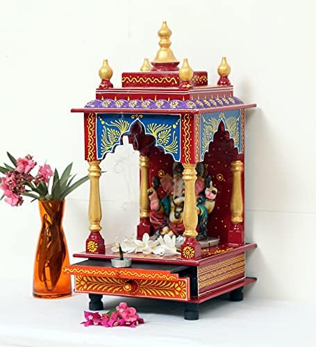 Home and Bazaar Rajasthani Ethno Handbemalt, handgefertigt, 27,9 x 27,9 x 61 cm Aussenmasse, 22,9 x
