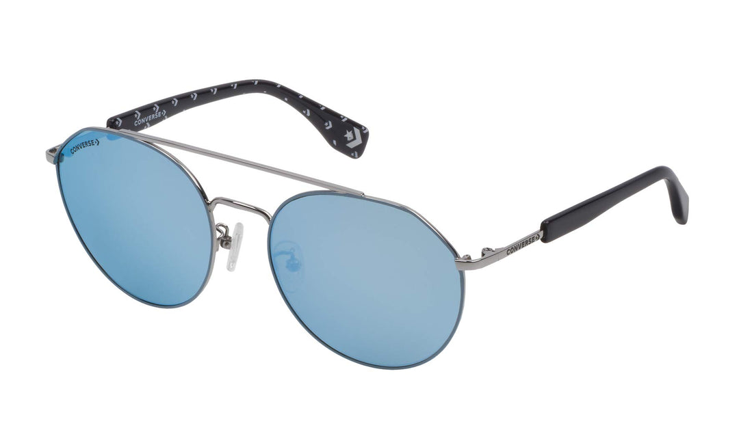 Converse Unisex SCO053Q568L5B Sonnenbrille, Shiny Palladium with Azure Part, 56/19/140