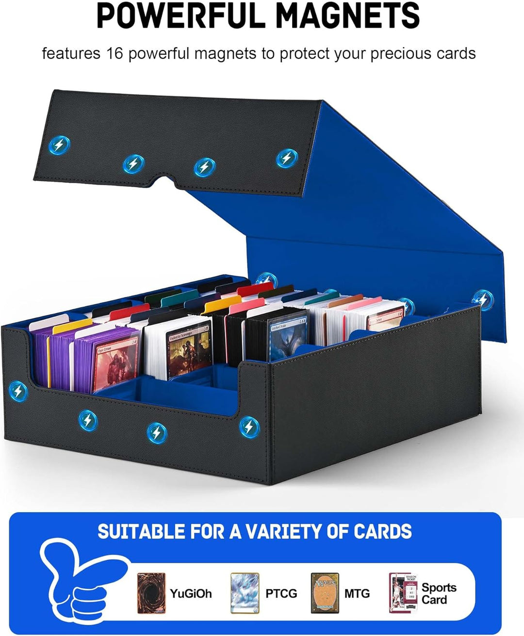 ZLCA Trading Card Storage Box, Commander Card Deck Case Holds 2400+ Cards, MTG Deck Box mit 4 Stopfe