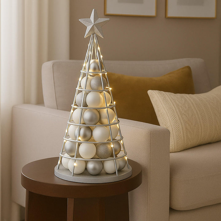 Deko-Baum HWC-O91, Weihnachtsbaum Schmuckbaum Weihnachtsdeko Christbaum zum Beschmücken, Metall 60cm