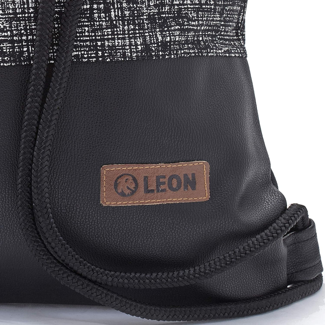 Leon grosser Premium Turnbeutel mit Innentaschen Rucksack Tasche Damen Herren Teenager Gym Bag Draw