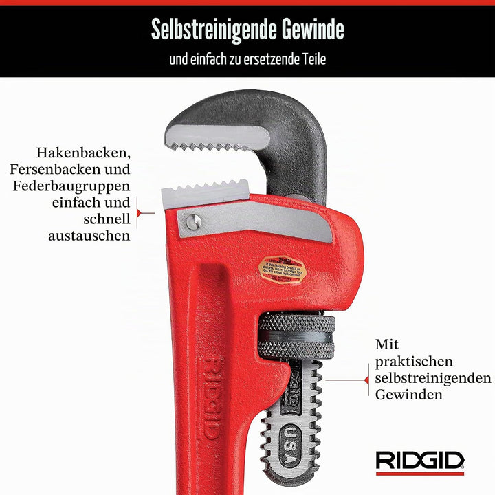 RIDGID 31010 Modell 10" gerade Rohrzange für schwere Beanspruchung, 10" Sanitär-Schraubenschlüssel 1