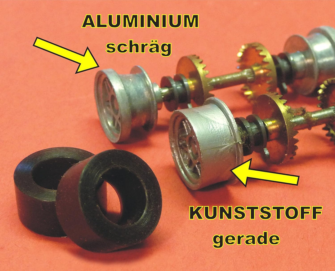 4-STÜCK Reifen + 8 Schleifer + 2 GLÜHBIRNEN für Carrera Servo 140 V1 Auto`s