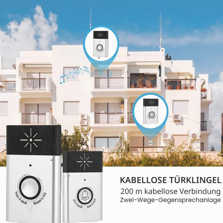 Garsent Wireless Gegensprechanlage Türklingel, Funk Türklingel Kabellose Hausklingel mit 200m Reichw