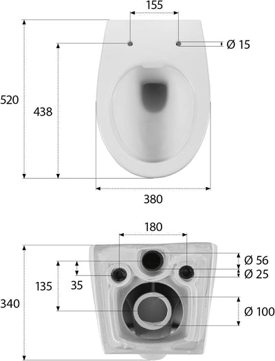 aquaSu® Spülrandloses Wand-WC Set Comida | Design-Toilette | Hänge-WC | Tiefspüler | Keramik | Abgan