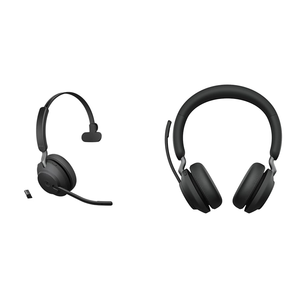 Jabra Evolve2 65 Wireless PC Headset & Evolve2 65 Wireless Headset – Noise Cancelling Microsoft Team