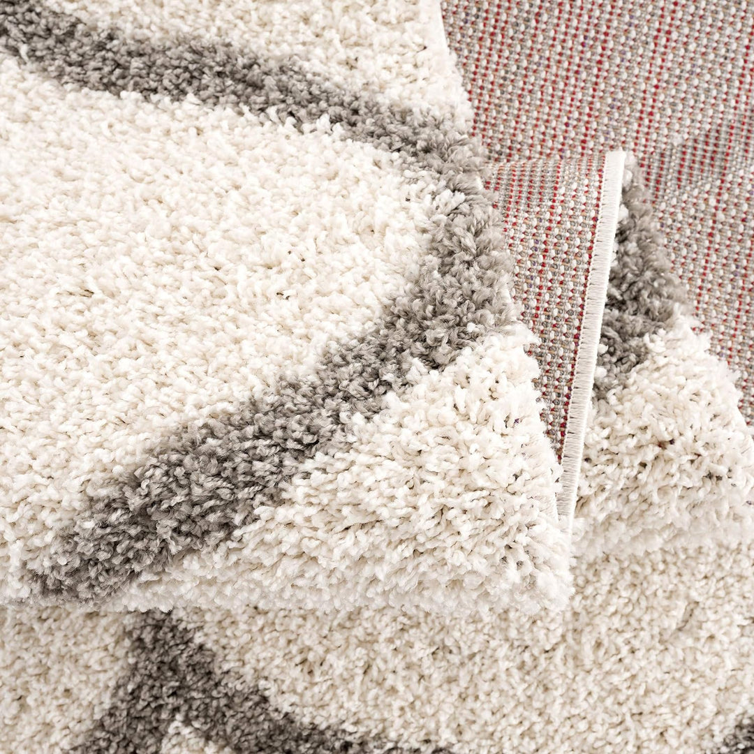 SANAT Madrid Shaggy Teppich Rund - Hochflor Teppiche für Wohnzimmer, Schlafzimmer, Küche - Morocco C